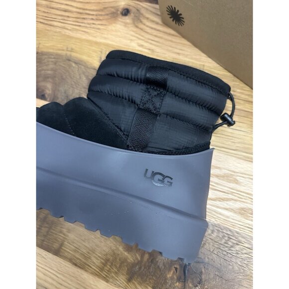 UGG Womens Boots 10 Black Classic Mini Pull On Weather Covers NEW - Picture 12 of 16